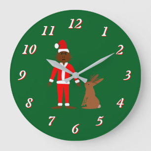 Grande Horloge Ronde Père Noël Sasquatch et Jackalope Noël