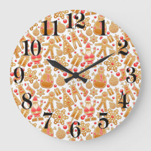 Grande Horloge Ronde Père Noël & Snowman Gingerbread Noël Cookies