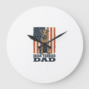Grande Horloge Ronde Père Terrier Irlandais Patriotique Vintage