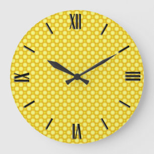 Grande Horloge Ronde Perles brillantes - jaune