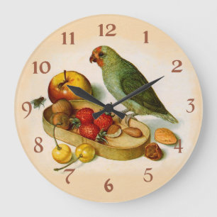 Grande Horloge Ronde Perroquet pygméen avec le fruit et les écrous