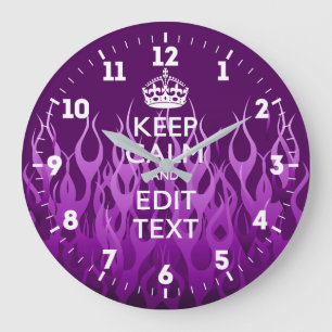 Grande Horloge Ronde Personalisé Conserver le calme Obtenez votre texte