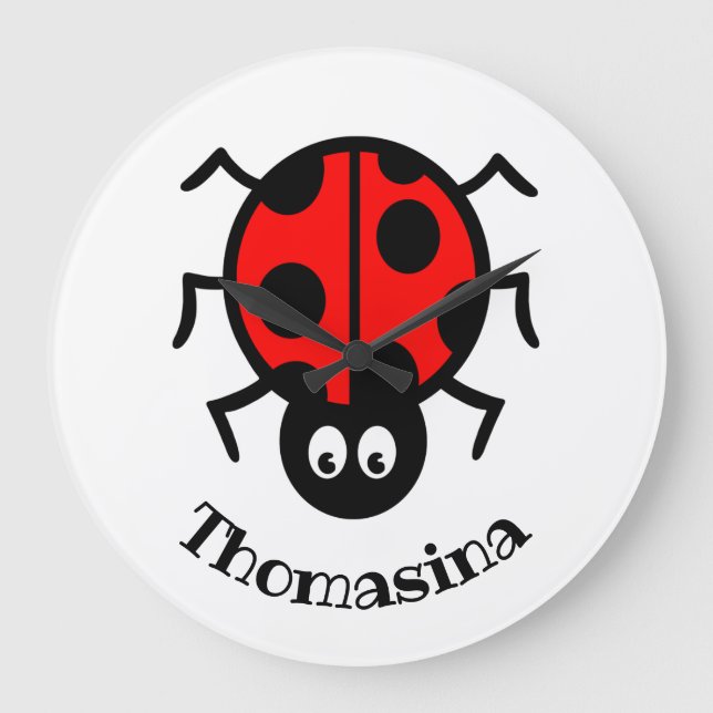 Grande Horloge Ronde Personalised Ladybird Pattern Wall Clock (Recto)