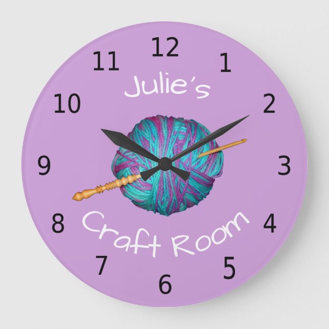Grande Horloge Ronde Personalised your name, craft room, crochet (Recto)