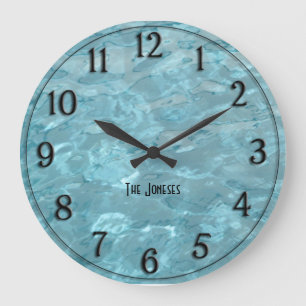 Grande Horloge Ronde Personalize: Swimming Pool Water - Summer Abstract