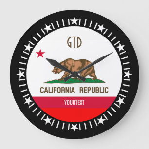 Grande Horloge Ronde Personalized California State Flag Design on a
