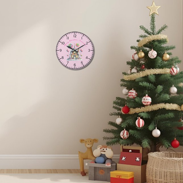 Grande Horloge Ronde Personalized Gingerbread House Wall Clock (Créateur téléchargé)