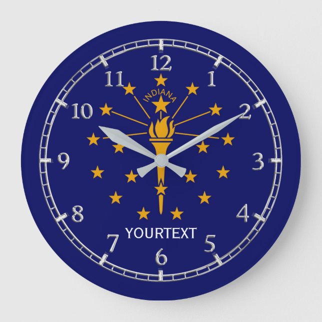 Grande Horloge Ronde Personalized Indiana State Flag Design on (Recto)
