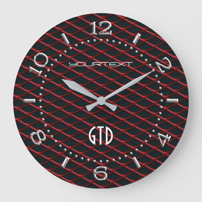 Grande Horloge Ronde Personalized Industrial Automotive Textures Red on (Recto)