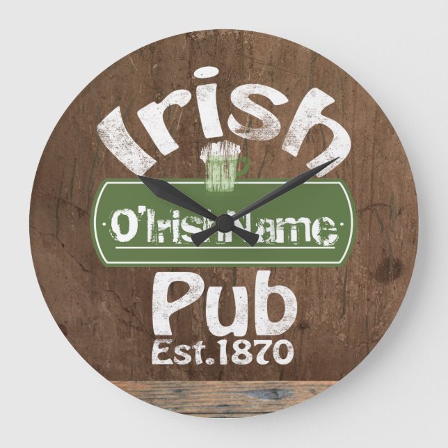 Grande Horloge Ronde Personalized Irish Pub Old Keg Effect Sign (Recto)
