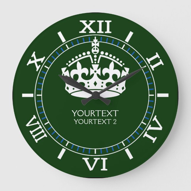 Grande Horloge Ronde Personalized KEEP CALM Crown your text dial on a (Recto)