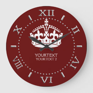 Grande Horloge Ronde Personalized KEEP CALM Crown your text dial on a