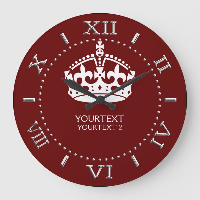 Grande Horloge Ronde Personalized KEEP CALM Crown your text dial on a (Recto)