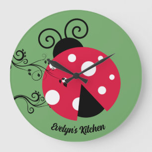Grande Horloge Ronde Personalized Lady Bug Kitchen Clock Ladybug