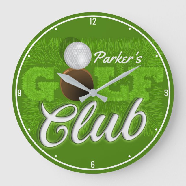 Grande Horloge Ronde Personalized NAME Golfer Green Golf Course Club (Recto)