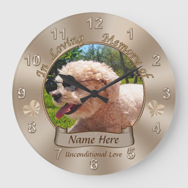 Grande Horloge Ronde Personalized Pet memorial Toxits Nom, photo Clock (Recto)
