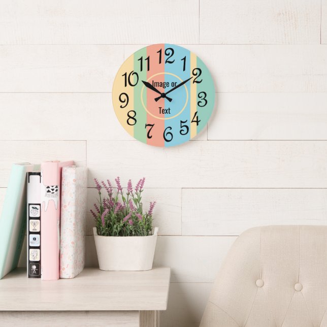 Grande Horloge Ronde Personalized Striped Clock (Salle de lecture)