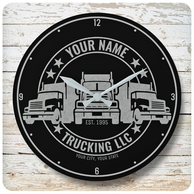 Grande Horloge Ronde Personalized Trucker Big Rig Semi Truck Trucking (Créateur téléchargé)