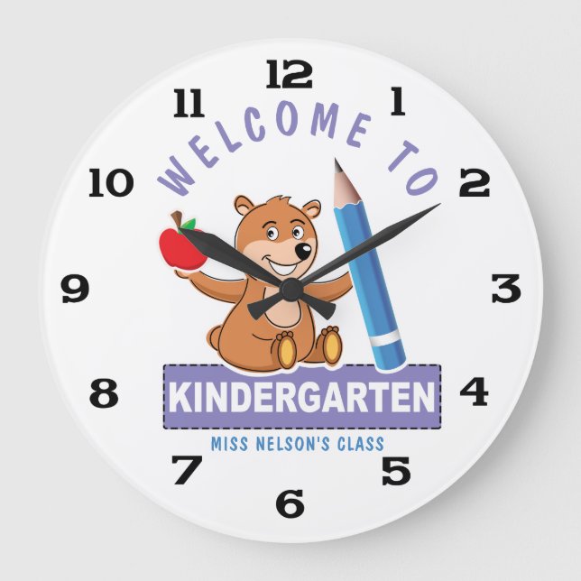 Grande Horloge Ronde Personalized Welcome to Kindergarten (Recto)
