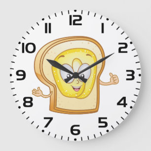 Grande Horloge Ronde Personnage de dessin animé Toast beurré Pain heure