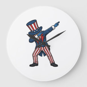 Grande Horloge Ronde Personnage patriotique Dabbing Design vectoriel vi