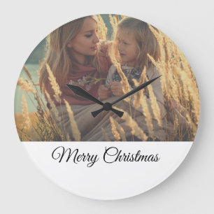 Grande Horloge Ronde personnalisé ajouter votre photo de noël personnal