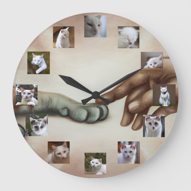 Grande Horloge Ronde Personnalisé Dieu Créé Chat 12 ans Kitty Vos Photo (Recto)