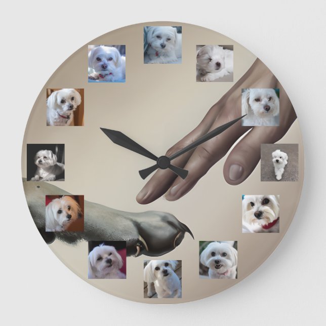 Grande Horloge Ronde Personnalisé Dieu Créé Chien 12 ans Chiot Vos Phot (Recto)