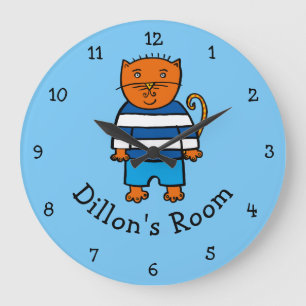 Grande Horloge Ronde Personnalisé Dillon le chat