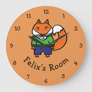 Grande Horloge Ronde Personnalisé Felix le Fox