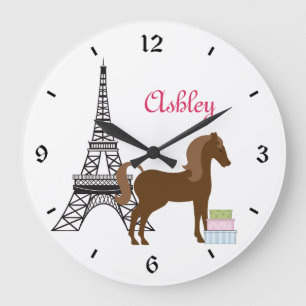 Grande Horloge Ronde Personnalisé L'Horloge Cheval De Paris Des Jolies