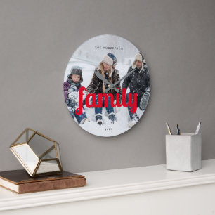 Grande Horloge Ronde Personnalisé Moderne Décontracté Famille Complet P