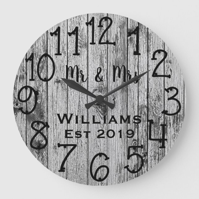 Grande Horloge Ronde Personnalisé Rustique Bois Brun Sur Mesure (Recto)