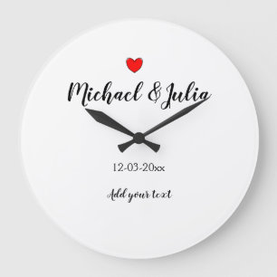 Grande Horloge Ronde personnalisé simple minimal ajoutez votre nom anné