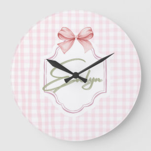 Grande Horloge Ronde Personnalisée Evelyn Baby Girl Nursery Bow&En vich