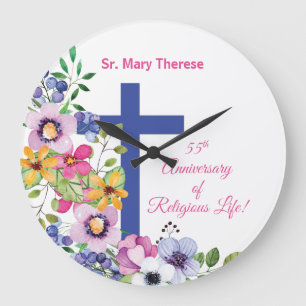 Grande Horloge Ronde Personnaliser, 55e anniversaire Nun vie religieuse
