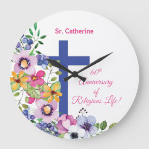 Grande Horloge Ronde Personnaliser, 60e anniversaire Nun vie religieuse
