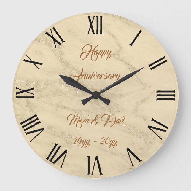 Grande Horloge Ronde Personnaliser en marbre de Parties scintillant en  (Recto)