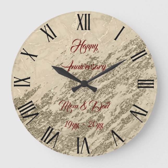 Grande Horloge Ronde Personnaliser en marbre Parties scintillant de Cha (Recto)