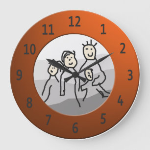Grande Horloge Ronde Personnaliser la photo encadrée orange ronde