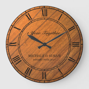 Grande Horloge Ronde Personnaliser l'anniversaire du Mariage (Arrière -