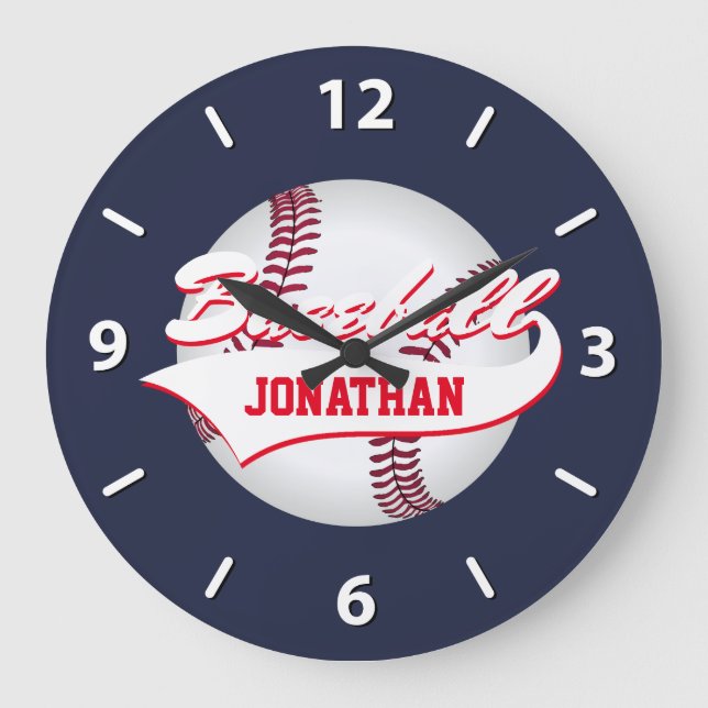 Grande Horloge Ronde Personnaliser le baseball (Recto)