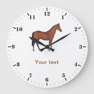 Grande Horloge Ronde Personnaliser le cheval Brown mignon animal debout