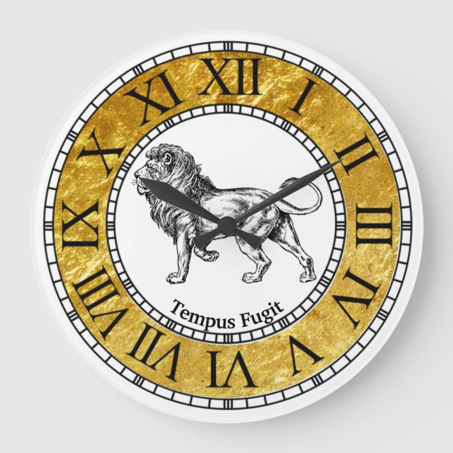 Grande Horloge Ronde Personnaliser le lion vintage (Recto)