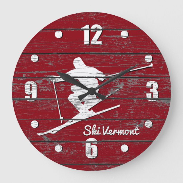 Grande Horloge Ronde Personnaliser le ski de descente (Recto)