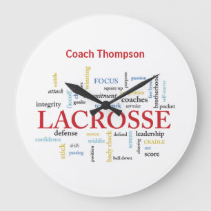 Grande Horloge Ronde Personnaliser Nom Lacrosse Coach Merci Mots