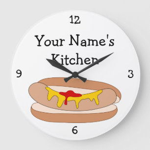 Grande Horloge Ronde Personnalisez ce Hot Dog dans Bun Food Graphic