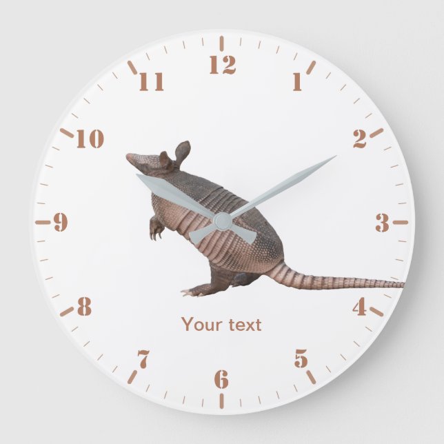 Grande Horloge Ronde Personnalisez la faune de Floride Armadillo à neuf (Recto)