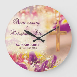 Grande Horloge Ronde Personnalisez, la vie religieuse d'anniversaire,