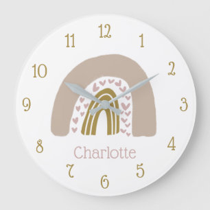 Grande Horloge Ronde Personnalité de Boho Rainbow Pink Gold